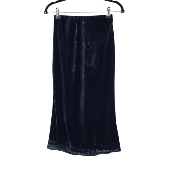 Anthropologie Black Tilda Velvet Pull On Midi Slip Skirt Size XL - Picture 1 of 6